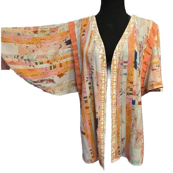 Anthropologie Floreat Blouse OSFA Open Kimono Cardigan Cottage Core Whimsical - Picture 2 of 8